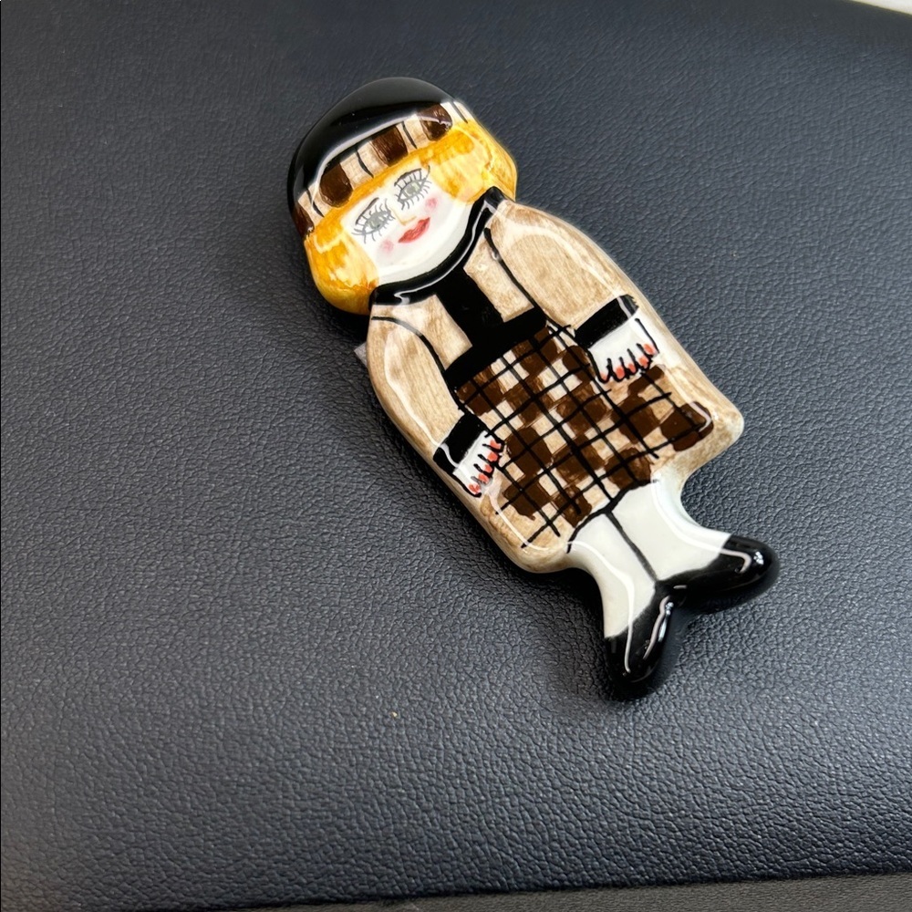 Vintage Style Ceramic Doll Brooch by Susan Paley